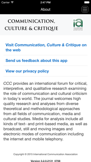 Communication, Culture & Critique(圖2)-速報App