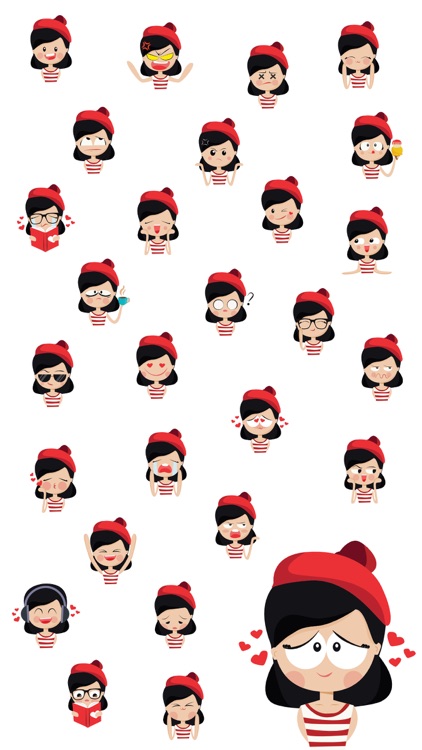 Cute French Girl Emotions Stickers