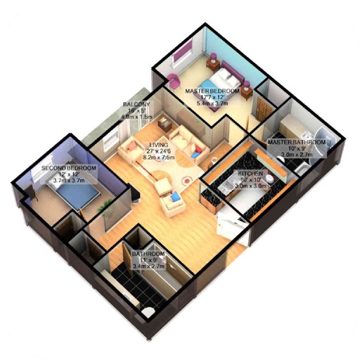 3D Modular Home Floor Plan icon