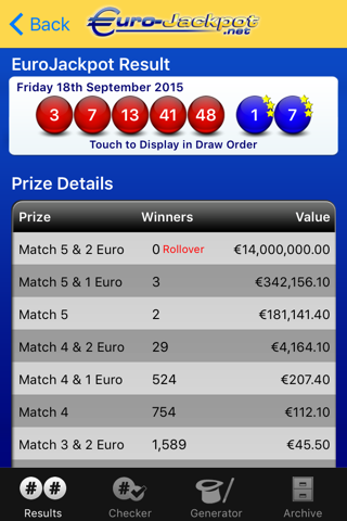 Eurojackpot screenshot 2