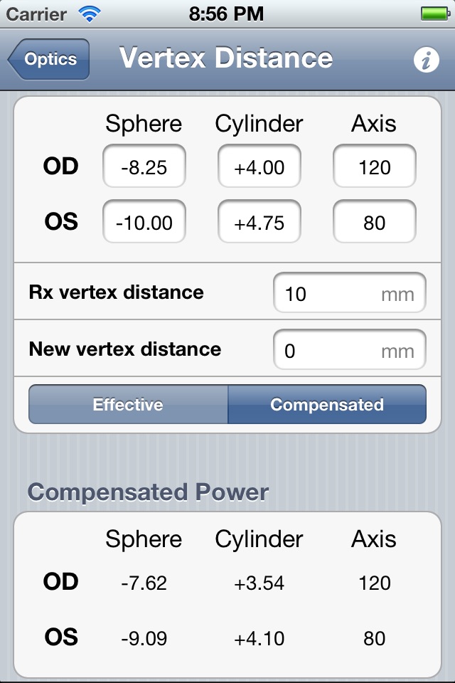 Optics Clinical Calculator screenshot 4