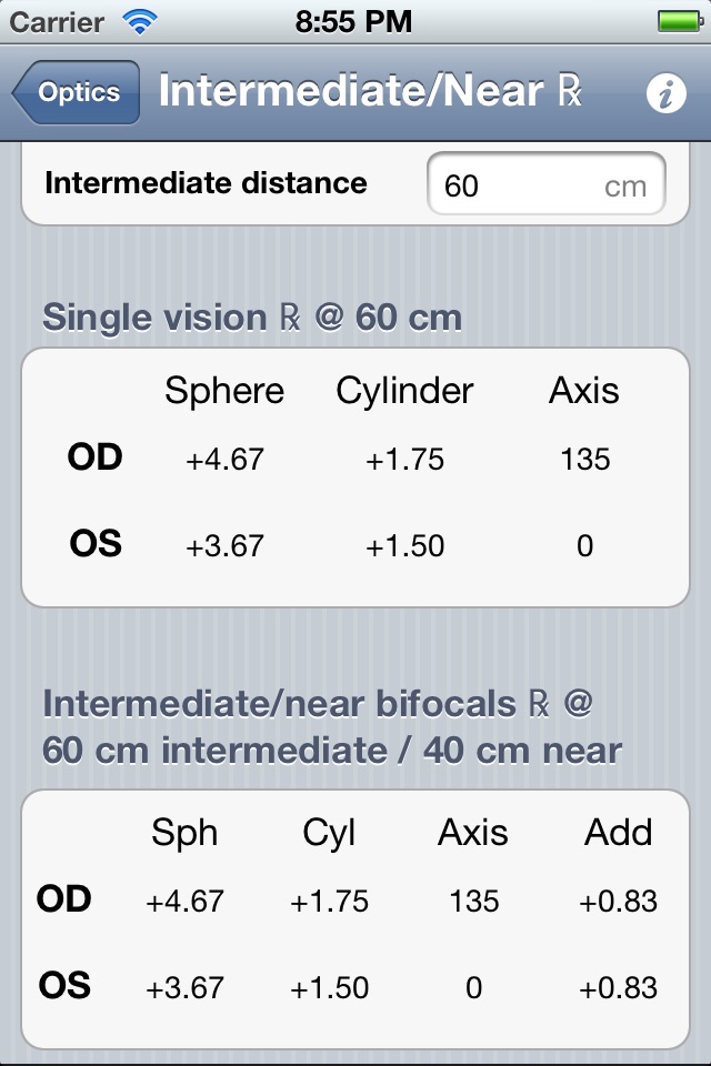 Optics Clinical Calculator screenshot 3