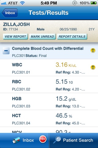 LogicView Lab Results screenshot 2