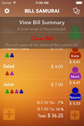 Billy The Bill Samurai - Split your bill in one simple screen screenshot 2