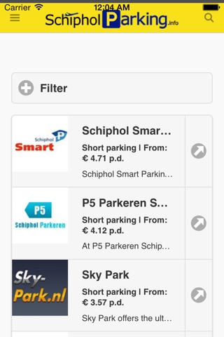 Schiphol Parking screenshot 2