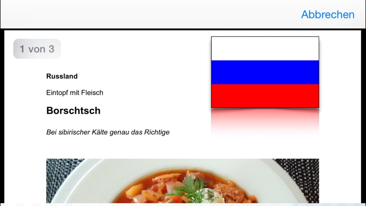 The best known and most popular dishes from around the world in German language