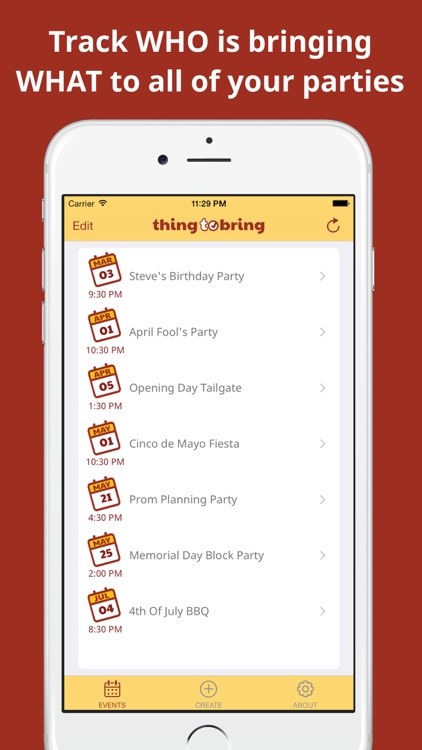 ThingToBring Event and Party Planner