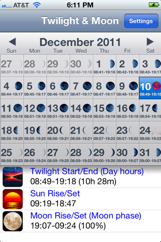 Twilight & Moon Calendar screenshot 3