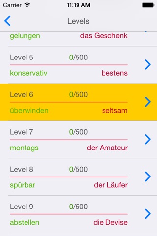 German Vocabulary - Test and Learn screenshot 2