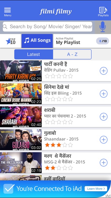 Filmi Filmy: Your Favorite Bollywood Songs in Video (with Chromecast Support) screenshot-0