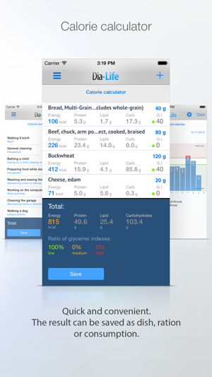 ‎DiaLife - calorie counter, calorie burn, glycemic index, weight tracking Screenshot