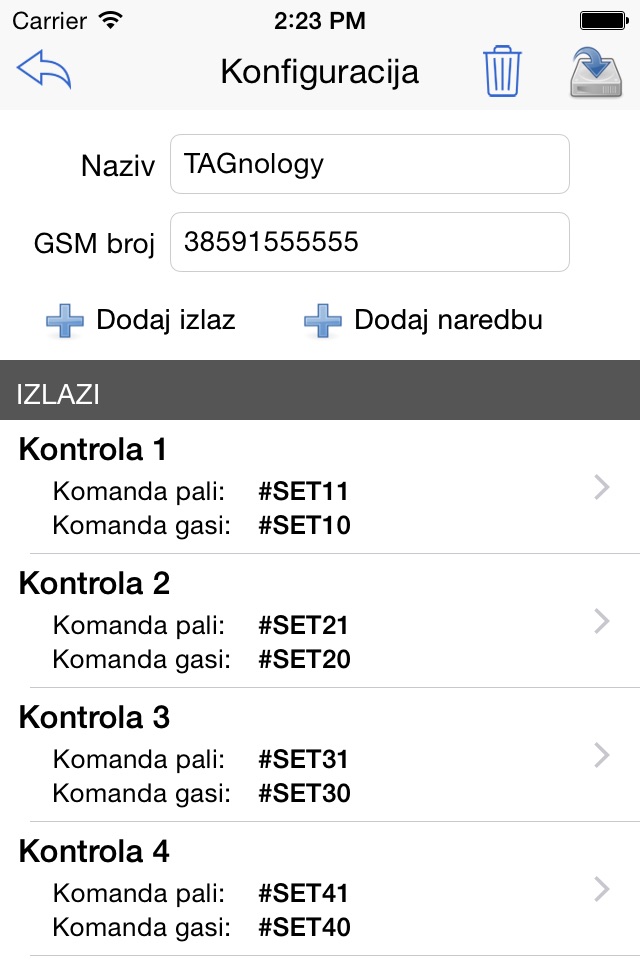 GSM kontroler screenshot 3