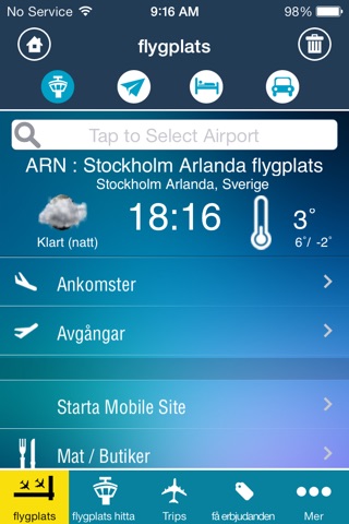 Stockholm Arlanda Airport (ARN) Flight Tracker Scandinavian Sweden Skavsta Bromma screenshot 2