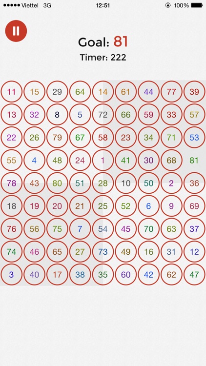 Find 1 to 81 - The Number Puzzle Game