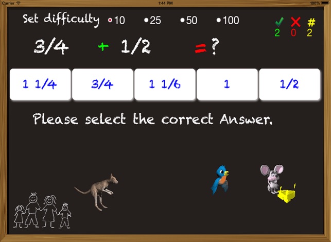 Chalkboard Fractions - Kids Math Adding 