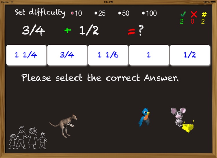 Chalkboard Fractions - Kids Math Adding Mixed Fractions