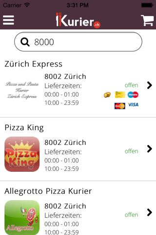 iKurier- Essen online bestellen screenshot 2