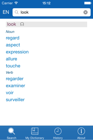French−English dictionary screenshot 2