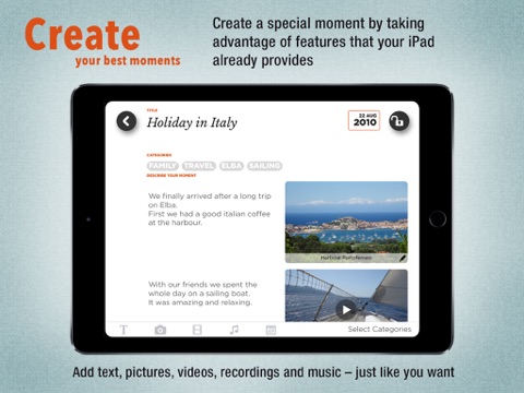 Momentry - Diary for iPad screenshot 2