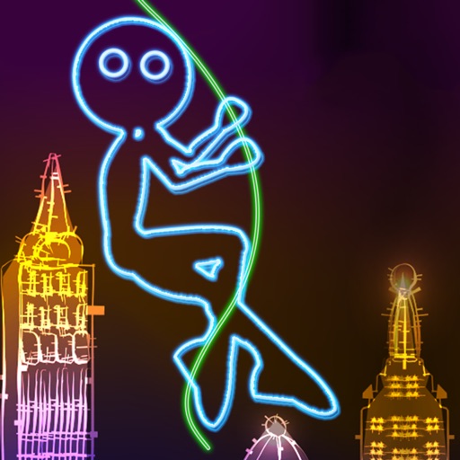 Neon City Swing-ing: Super-fly Glow-ing Rag-Doll with a Rope iOS App
