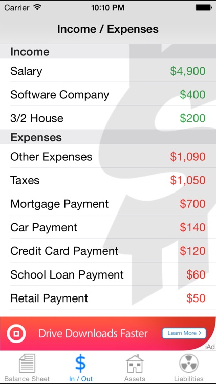 Cashflow Balance Sheet