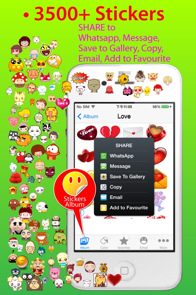 Stickers Pro for iOS8 +Emoji Keyboard & Emoji Art screenshot 2