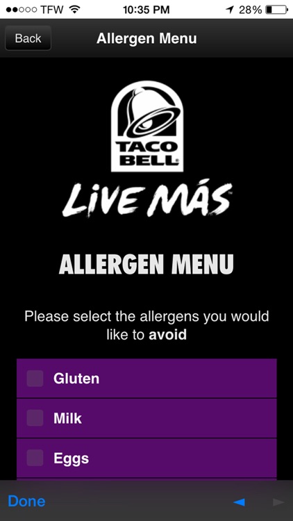 Food Allergy Menus
