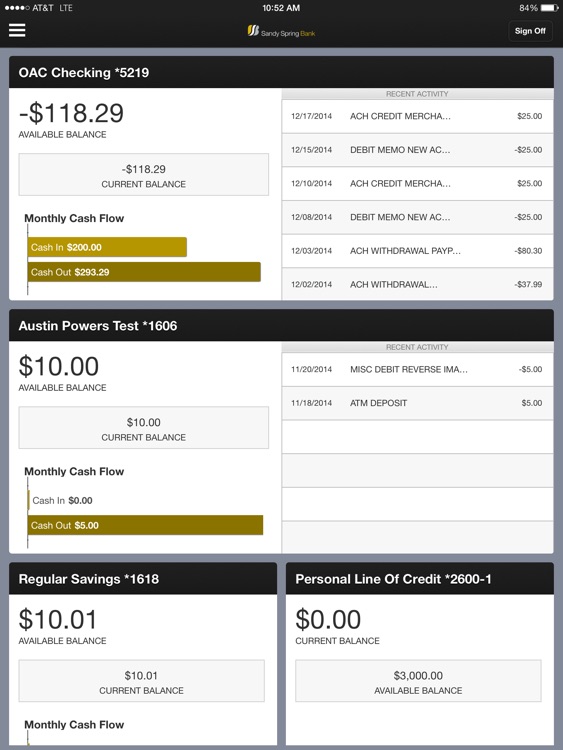 Sandy Spring Bank iPad Version