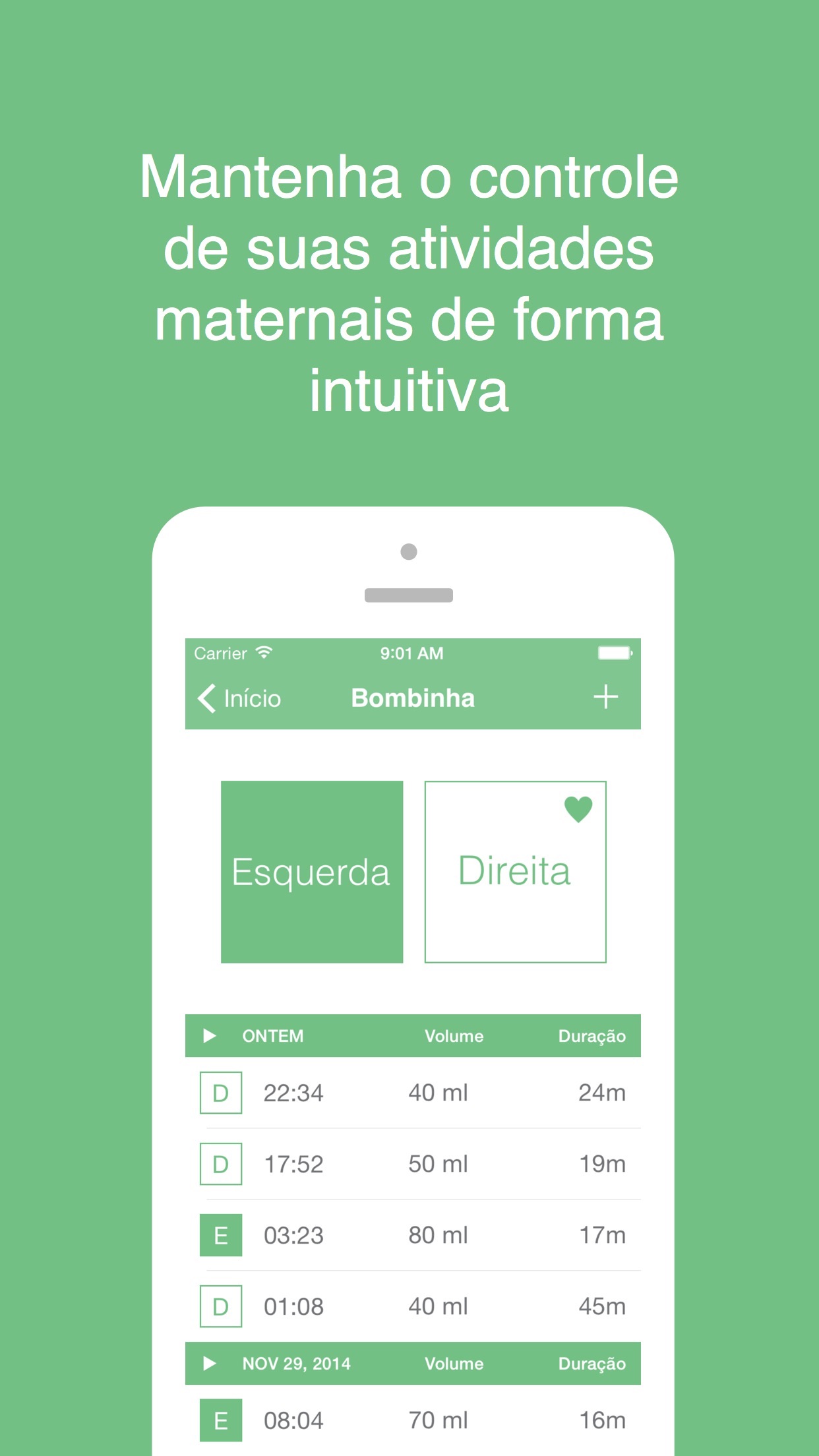 Screenshot do app Mamae - você e seu bebê