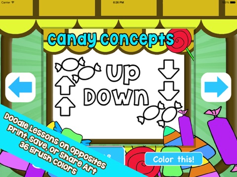 Candy Opposites - Color and Doodle Preschool Lessons screenshot 4