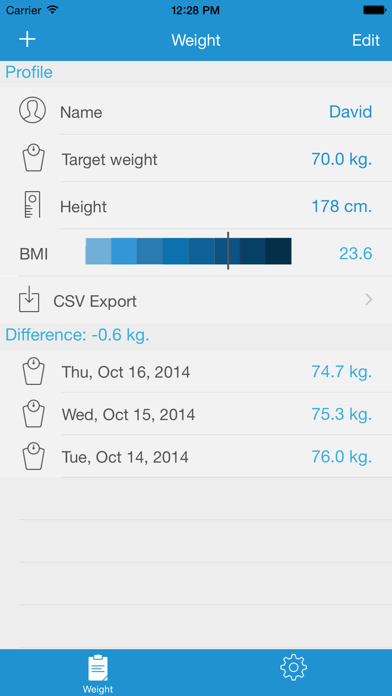 Weight Tracker Pro - Control your weight and BMI ! Screenshot 1