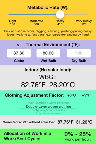 Thermal Stress Calculator - Calculate instantly WBGT with or without solar load! screenshot 2