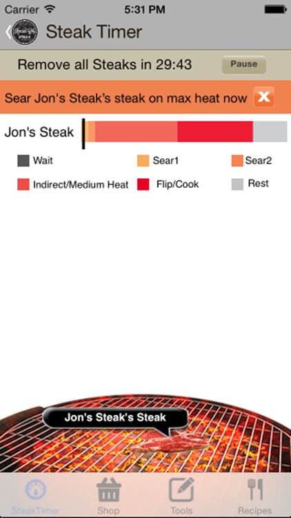 Steak Grilling Timer & Recipes - Free