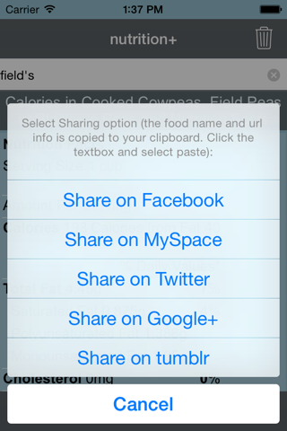 nutrition+: Food & Calorie Information and Nutritional Content screenshot 4