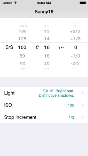 Sunny16 exposure calculator