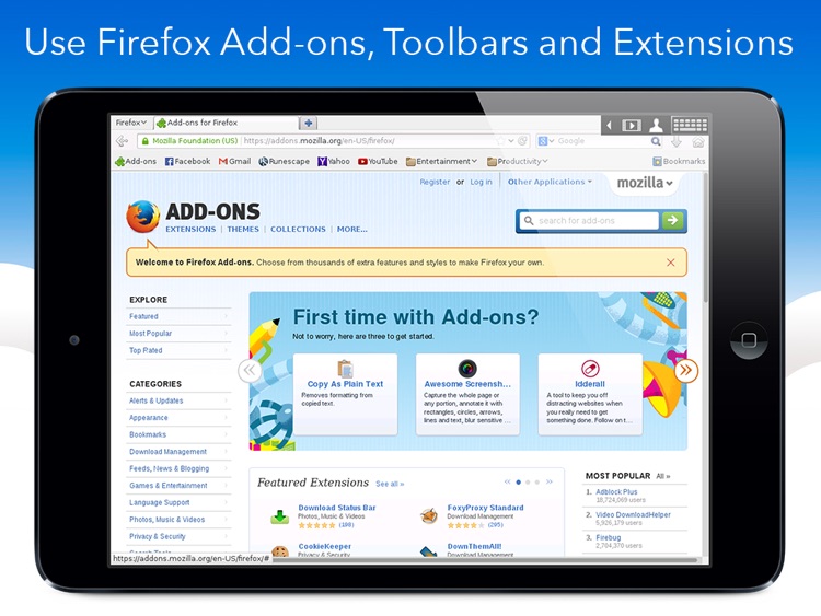 VirtualBrowser for Firefox + Flash Player, Java browser & Add-ons - iPad edition