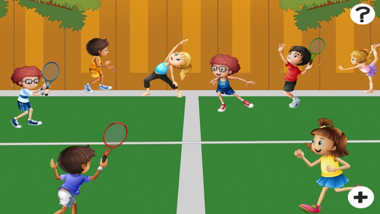 Action on the tennis court; counting game for children: learn to count 1 - 10