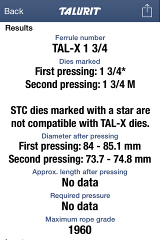 TALURIT Splicing Calculator screenshot 4