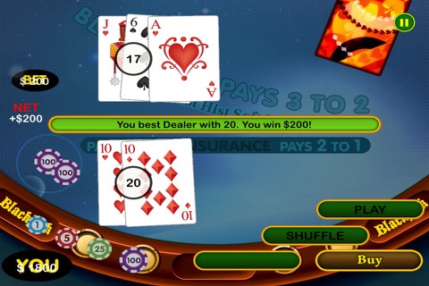 All-in Diamond Blackjack 21 Jewel Blitz Mania Casino Free screenshot 2