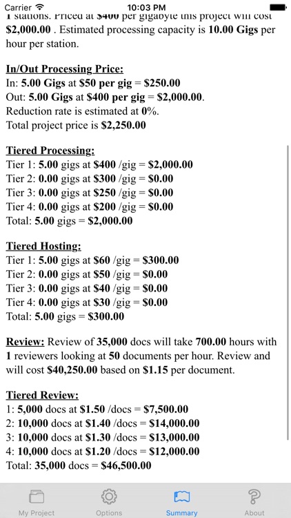 E-Discovery Project Calculator screenshot-4