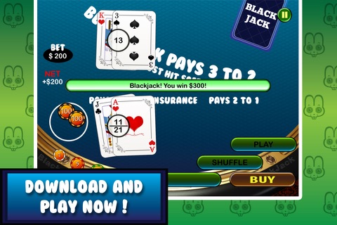 Black Jack Bunny – Mega 21 Las Vegas Card Game Pro! screenshot 2