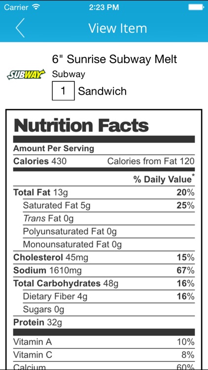 Nutritionix - Nutrition Database