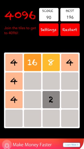 4096 slider puzzle - match adjacent numbers to make tile like 2048のおすすめ画像2
