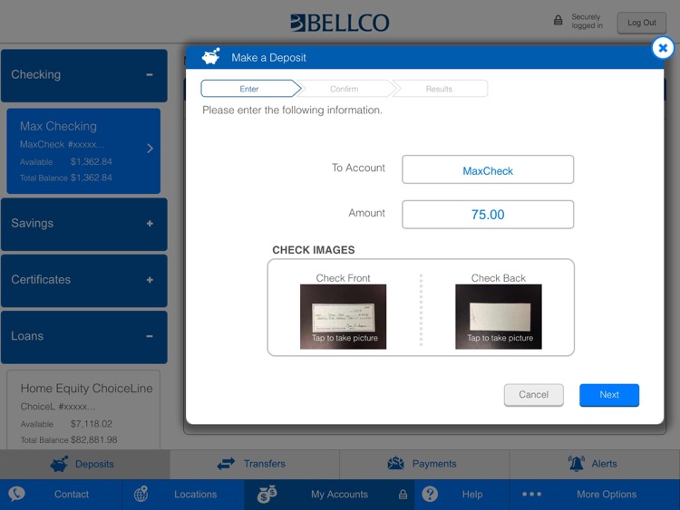 Bellco Mobile Banking for iPad