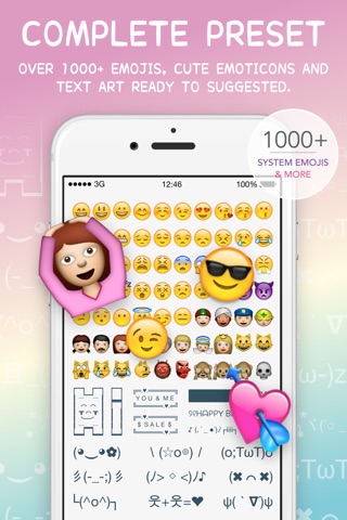 Emoji Keyboard Shortcut Extension - Auto Emojis and Japanese Emoticons Suggestion Custom Keyboard for iOS 8 screenshot 3
