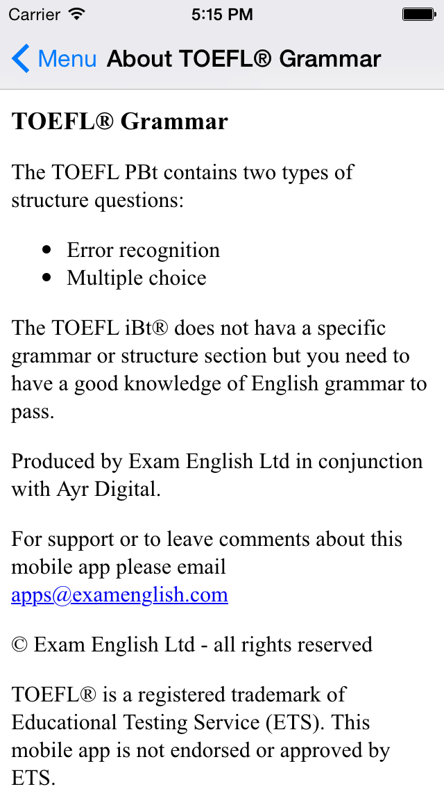 TOEFL Grammar Screenshot 4