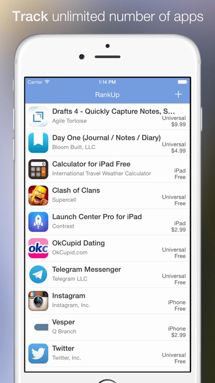 RankUp - Track iPhone & iPad App Store Rankings