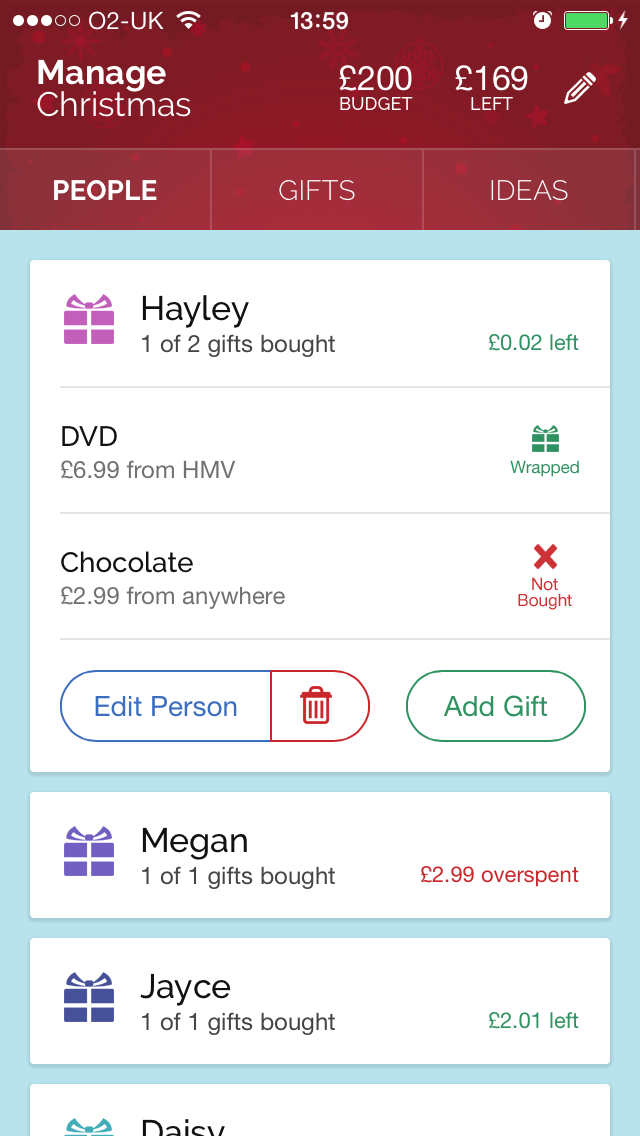 Manage Christmas - Christmas Gift List Manager