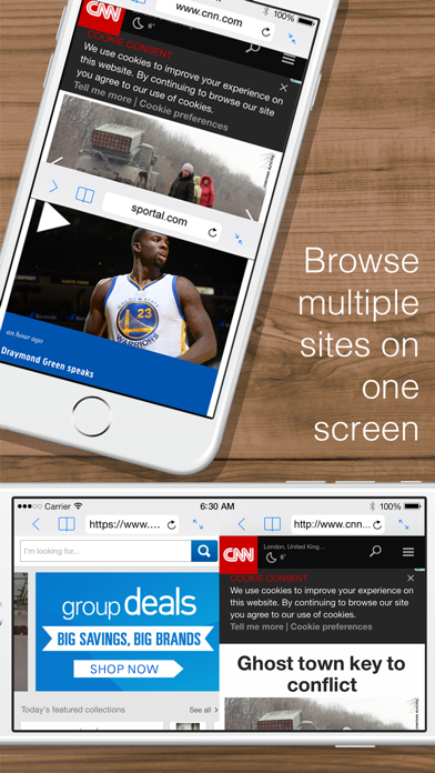 Split Web Browser Free: Fast Multitasking and Full Screen Multiple Tab Browsing for iPhone and iPadのおすすめ画像1