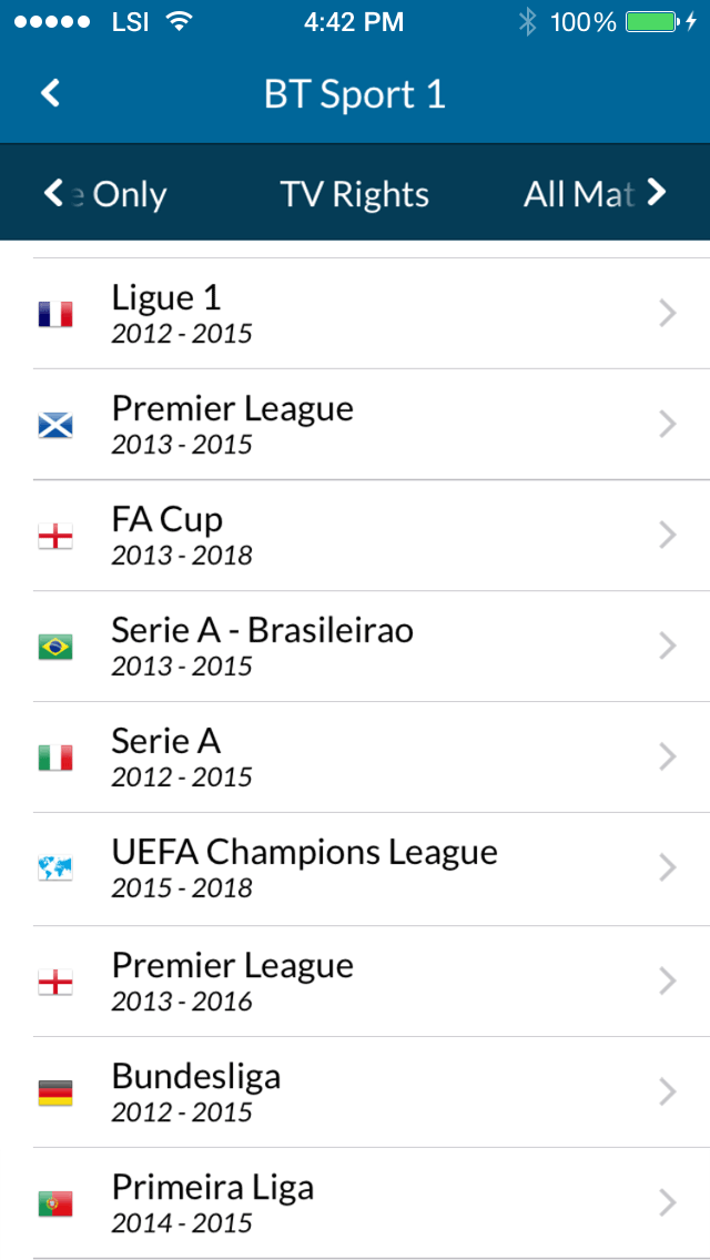 Live Football TV Official Uk Broadcast Schedules & Scores iPhone App